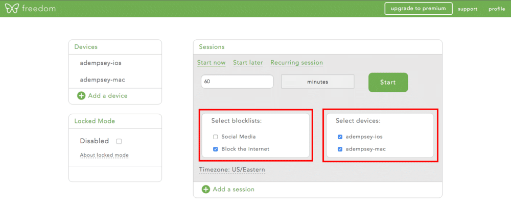 choose blocklists and devices