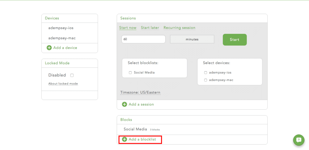 click add a blocklist